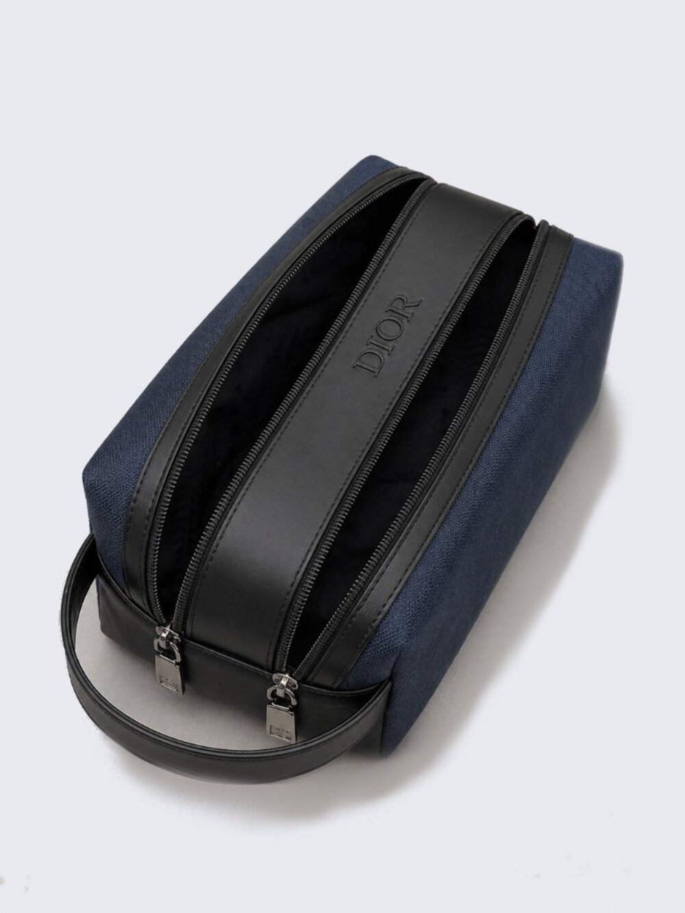 Christian Dior Navy Cosmetic Toiletry Bag Double Zip Travel Pouch Unisex NIB - Picture 5 of 5